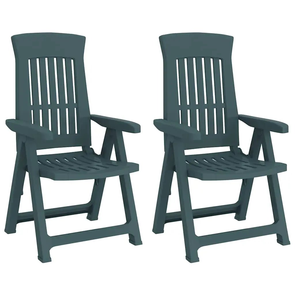 vidaXL vidaXL Garden Reclining Chairs 2 pcs Green PP - Garden Chairs