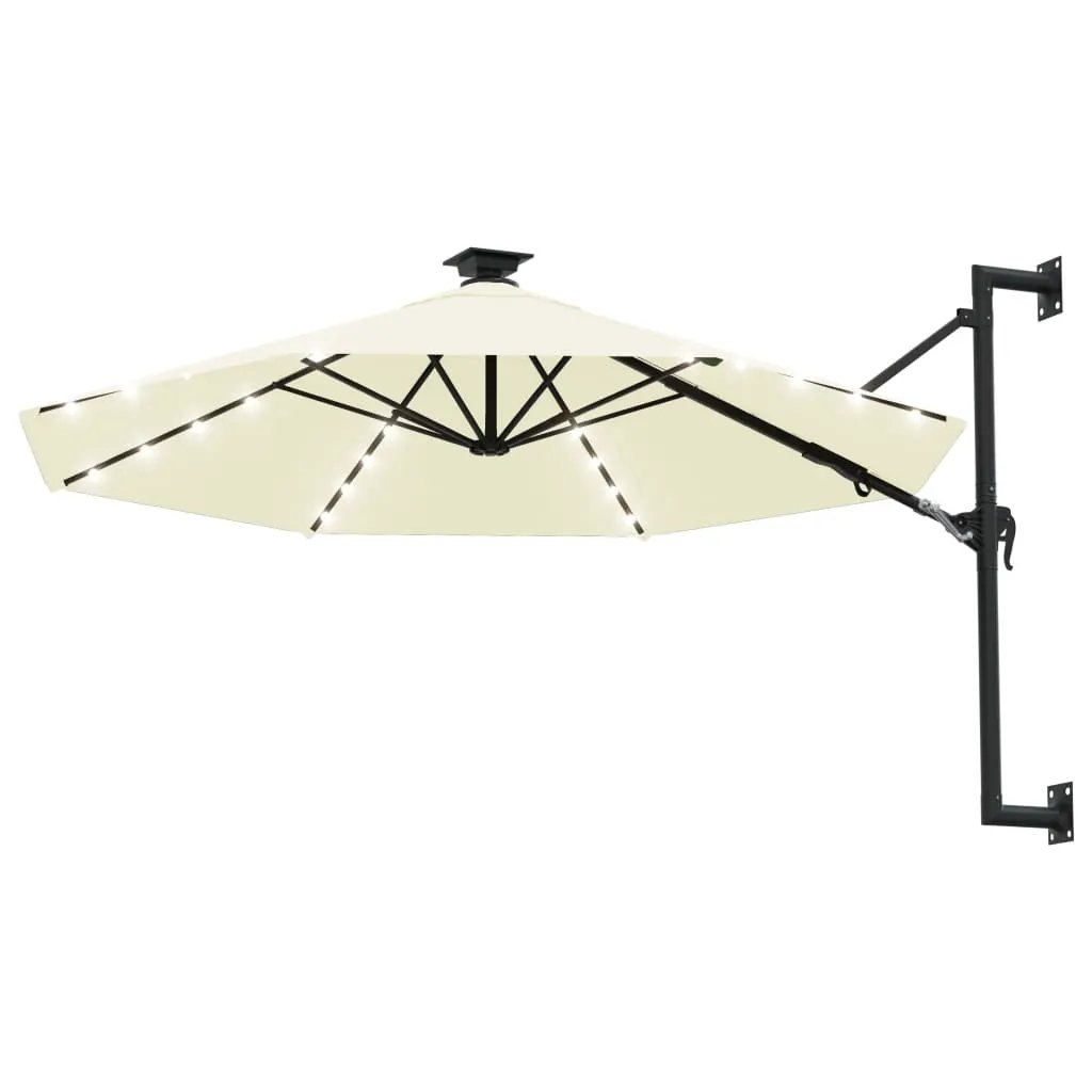 vidaXL vidaXL Wall-mounted Garden Parasol with LEDs 300 cm Sand - Parasol