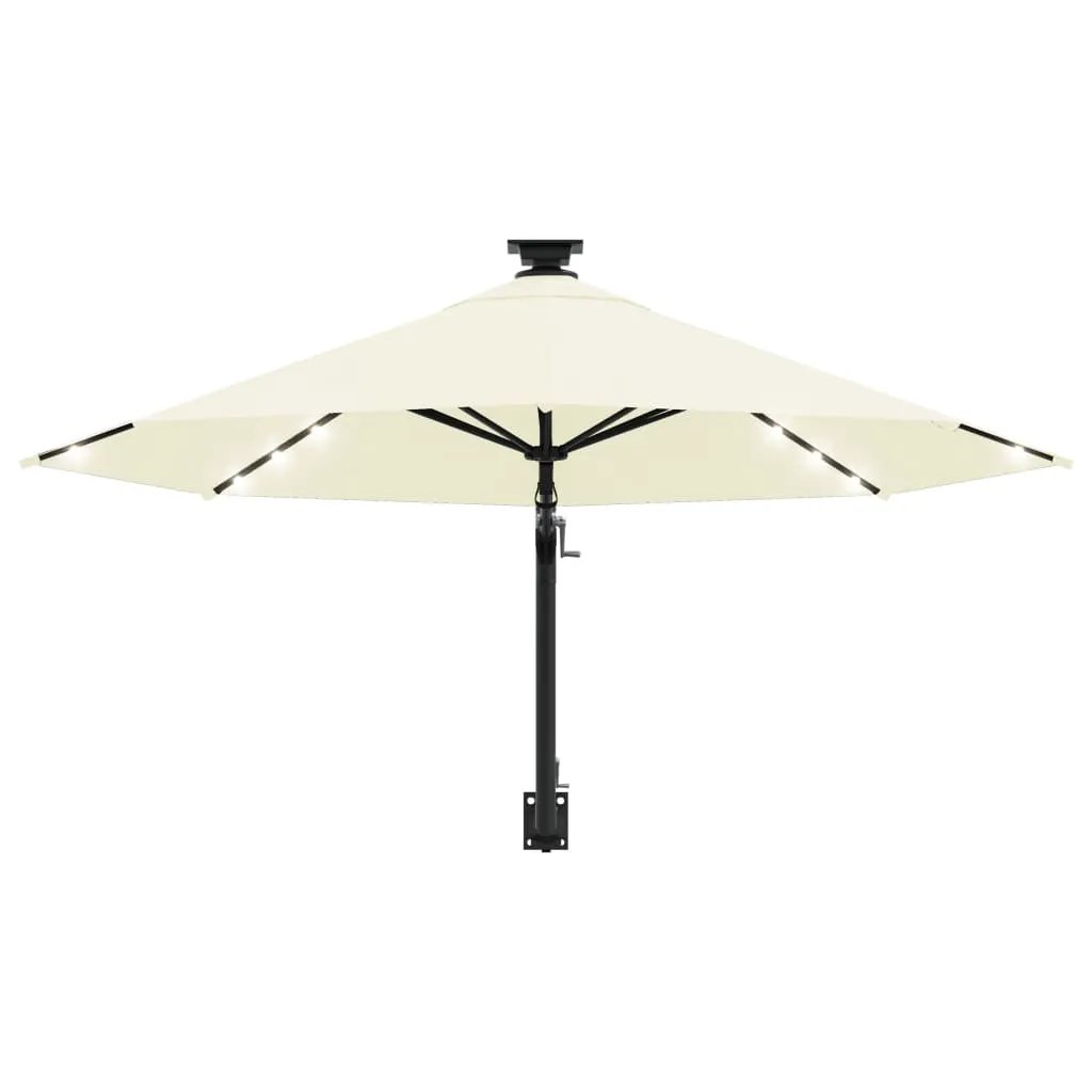 vidaXL vidaXL Wall-mounted Garden Parasol with LEDs 300 cm Sand - Parasol