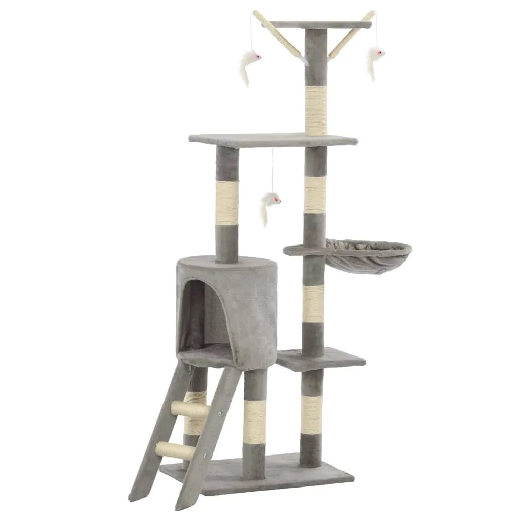 vidaXL vidaXL Cat Tree with Sisal Scratching Posts 138 cm Grey - Cat Tree