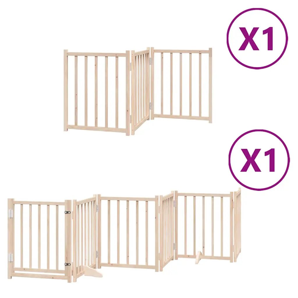 vidaXL Dog Gate with Door Foldable 9 Panels 450 cm Poplar Wood - from vidaXL