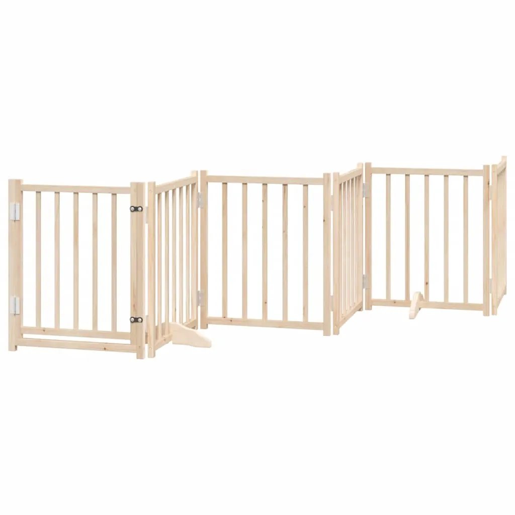 vidaXL Dog Gate with Door Foldable 9 Panels 450 cm Poplar Wood - from vidaXL