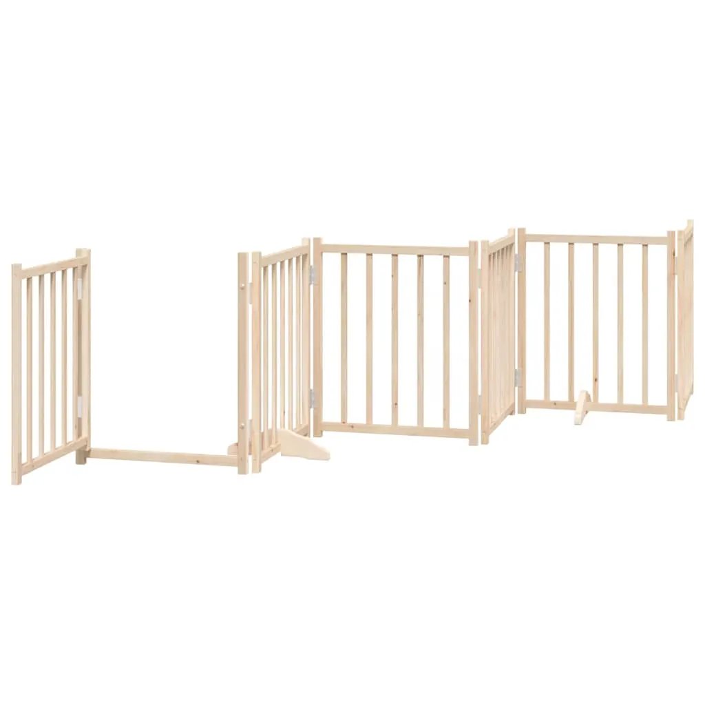 vidaXL Dog Gate with Door Foldable 9 Panels 450 cm Poplar Wood - from vidaXL