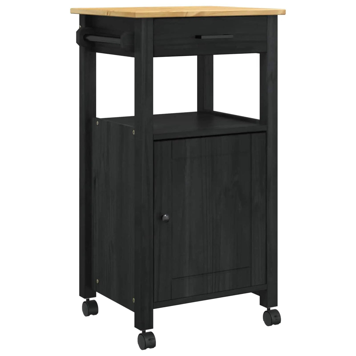 vidaXL Kitchen Trolley MONZA Black 48 x 40 x 88.5 cm Solid Pine Wood - from vidaXL