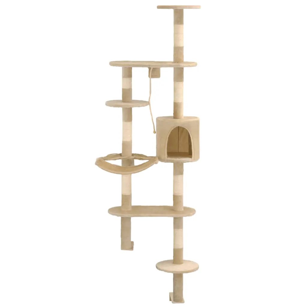 vidaXL vidaXL Cat Tree with Sisal Scratching Posts Wall Mounted 194 cm Beige - Cat Tree