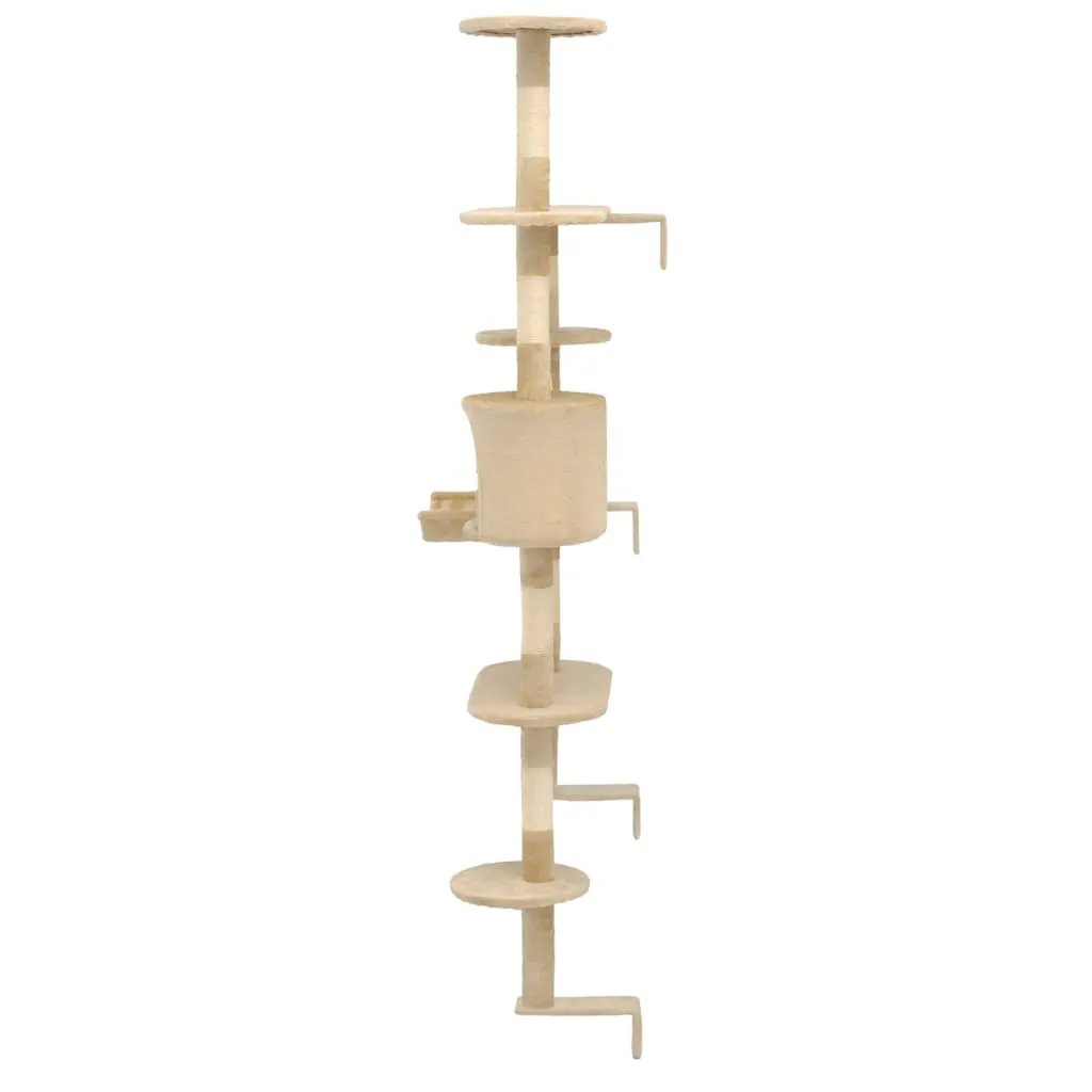 vidaXL vidaXL Cat Tree with Sisal Scratching Posts Wall Mounted 194 cm Beige - Cat Tree