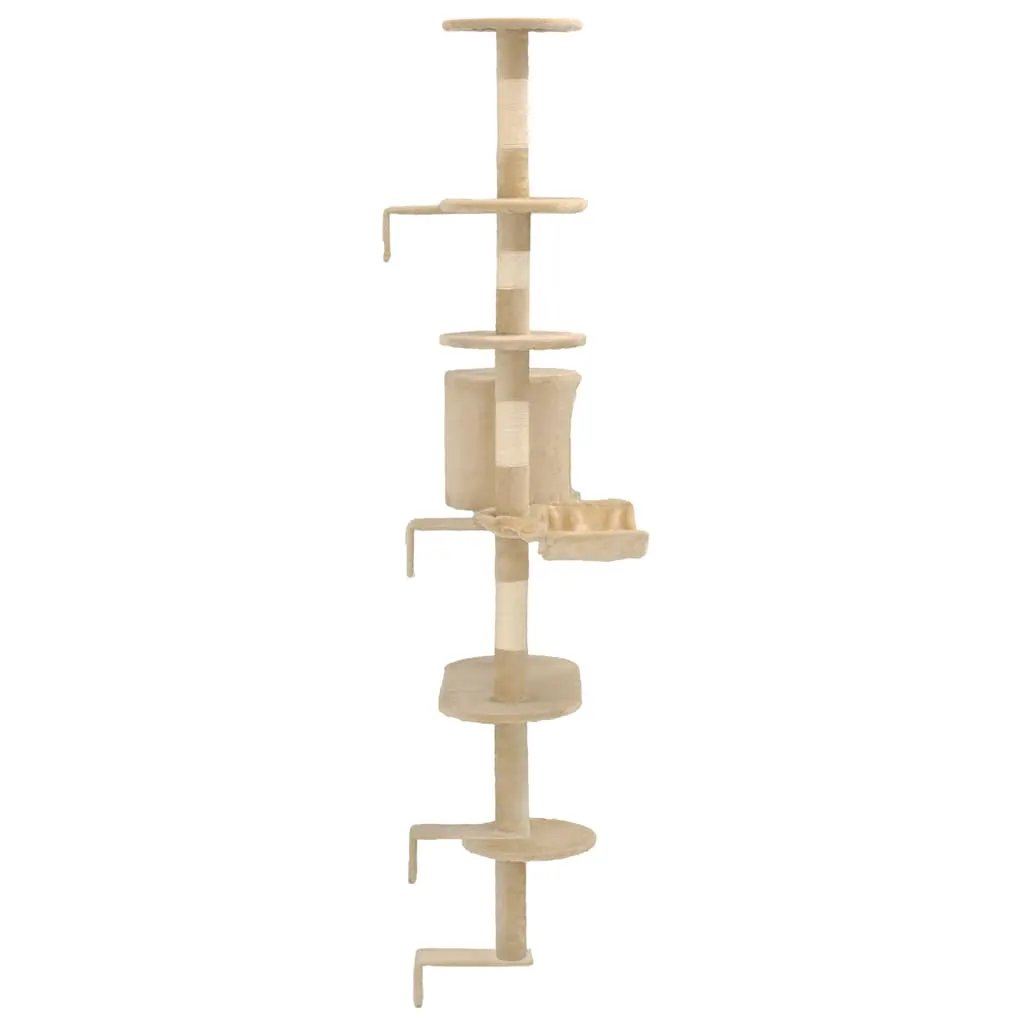 vidaXL vidaXL Cat Tree with Sisal Scratching Posts Wall Mounted 194 cm Beige - Cat Tree