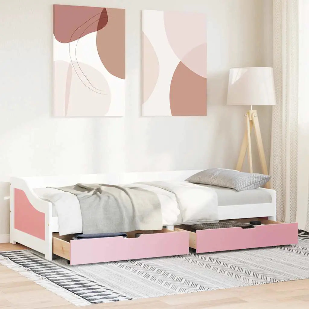 vidaXL Day Bed with 2 Drawers without Mattress IRUN White&Pink 90x200 cm - from vidaXL