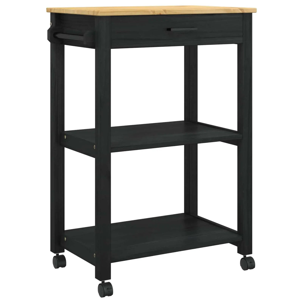 vidaXL Kitchen Trolley MONZA Black 60 x 40 x 88.5 cm Solid Pine Wood - from vidaXL
