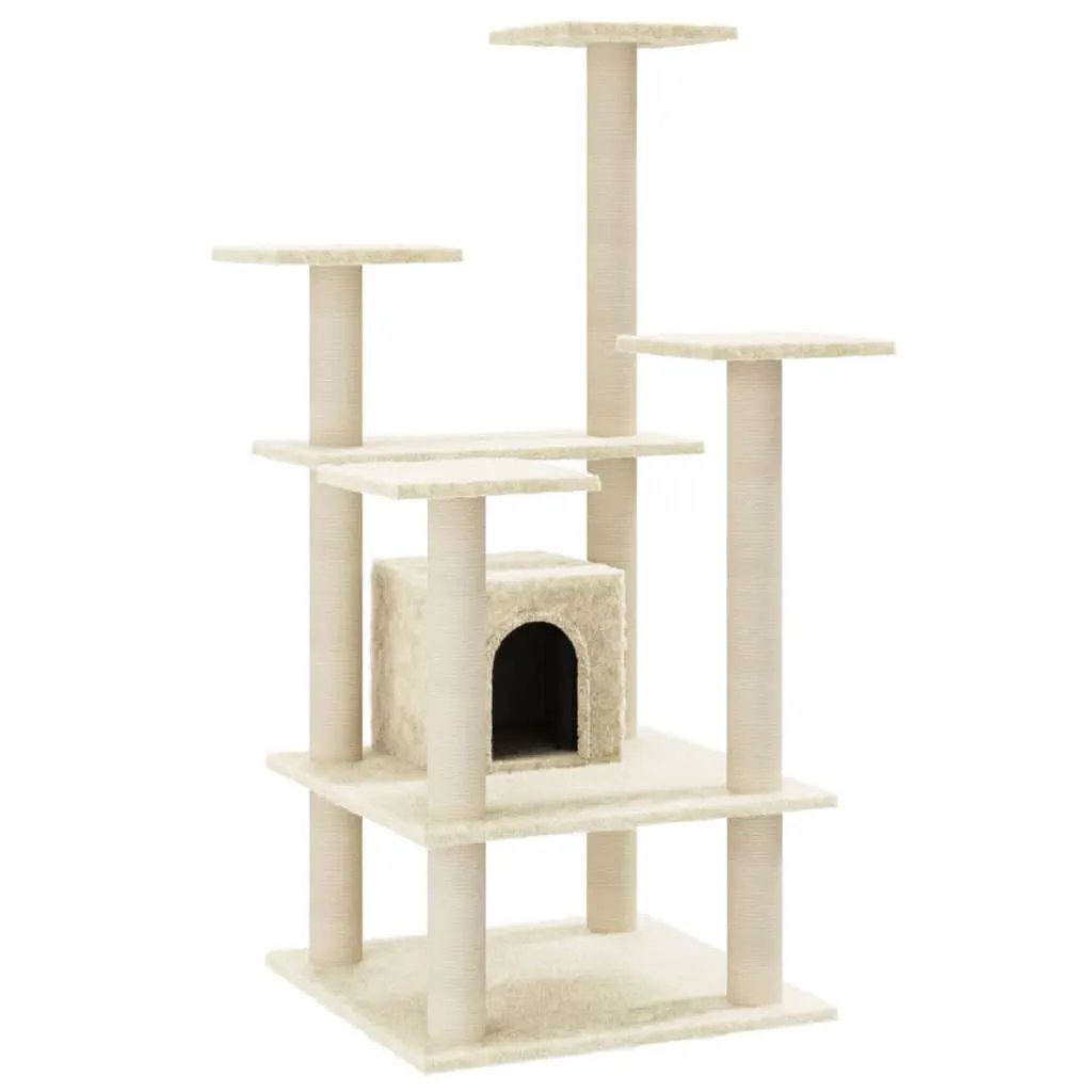 vidaXL vidaXL Cat Tree with Sisal Scratching Posts Cream 110 cm - Cat Tree