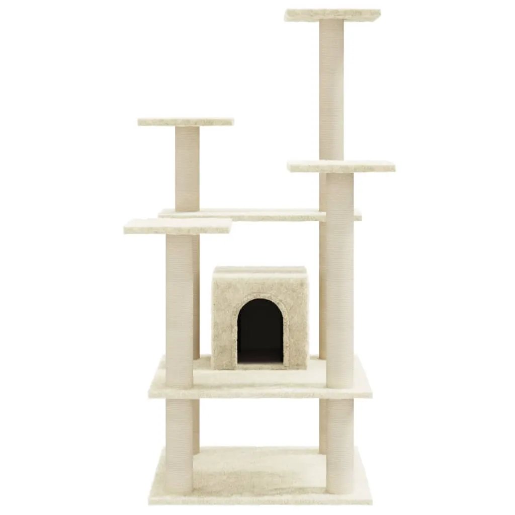 vidaXL vidaXL Cat Tree with Sisal Scratching Posts Cream 110 cm - Cat Tree