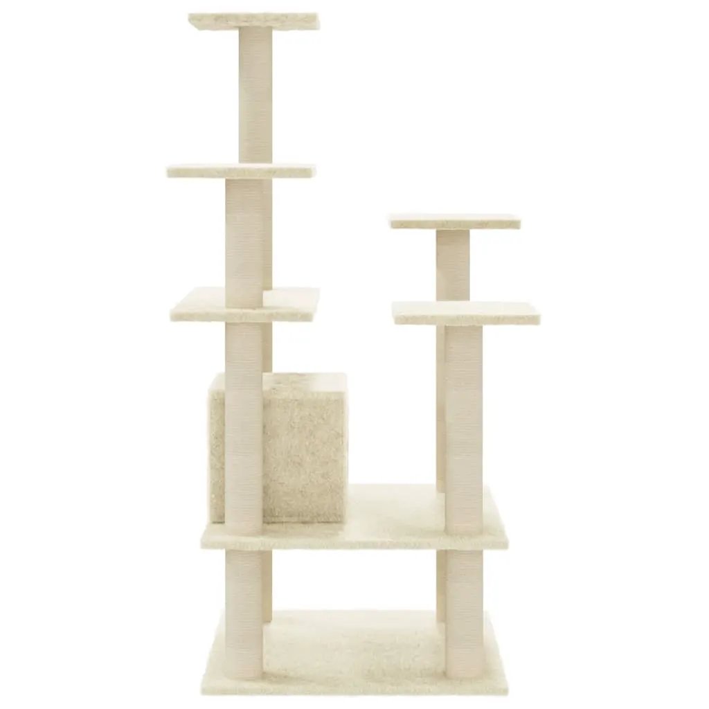 vidaXL vidaXL Cat Tree with Sisal Scratching Posts Cream 110 cm - Cat Tree