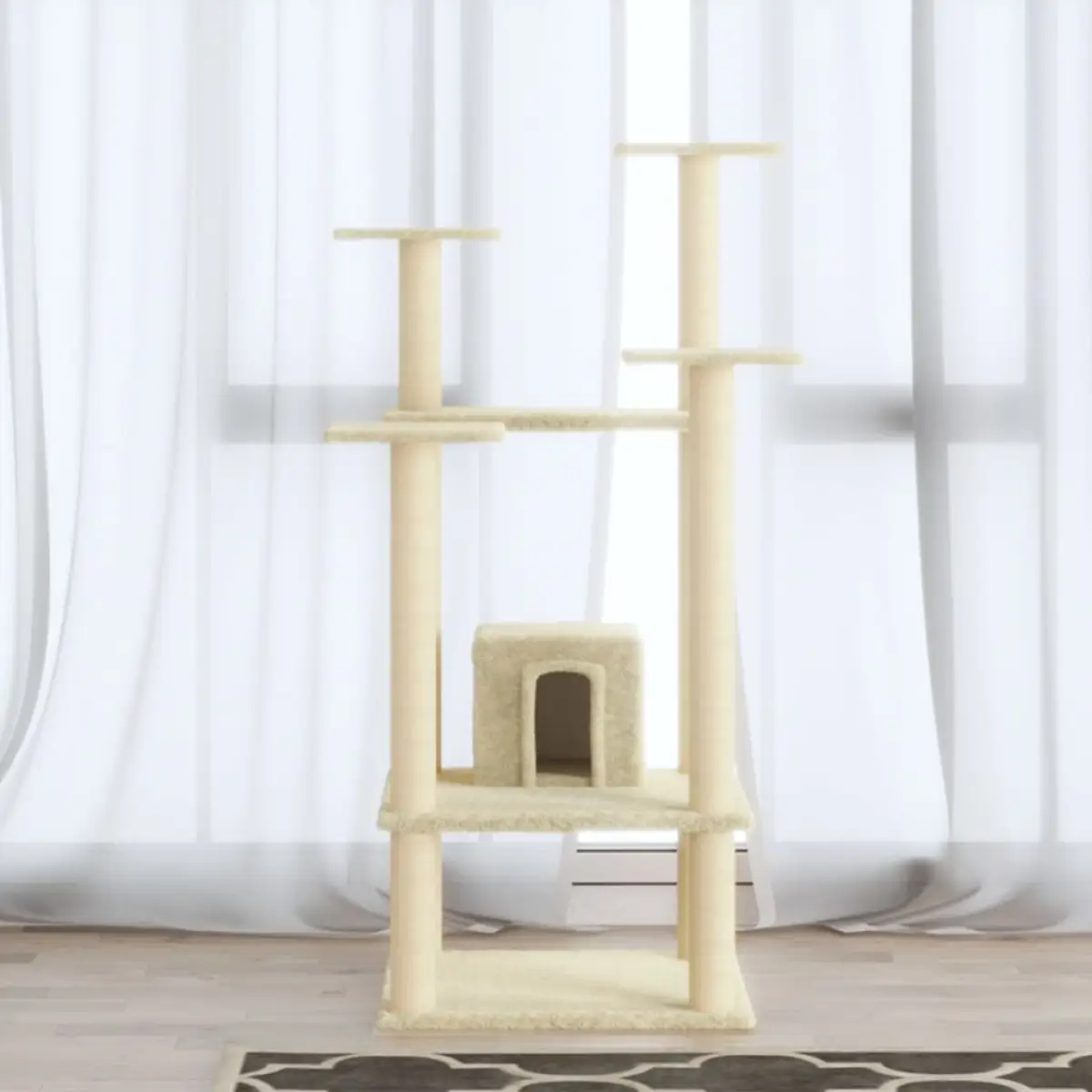 vidaXL vidaXL Cat Tree with Sisal Scratching Posts Cream 110 cm - Cat Tree