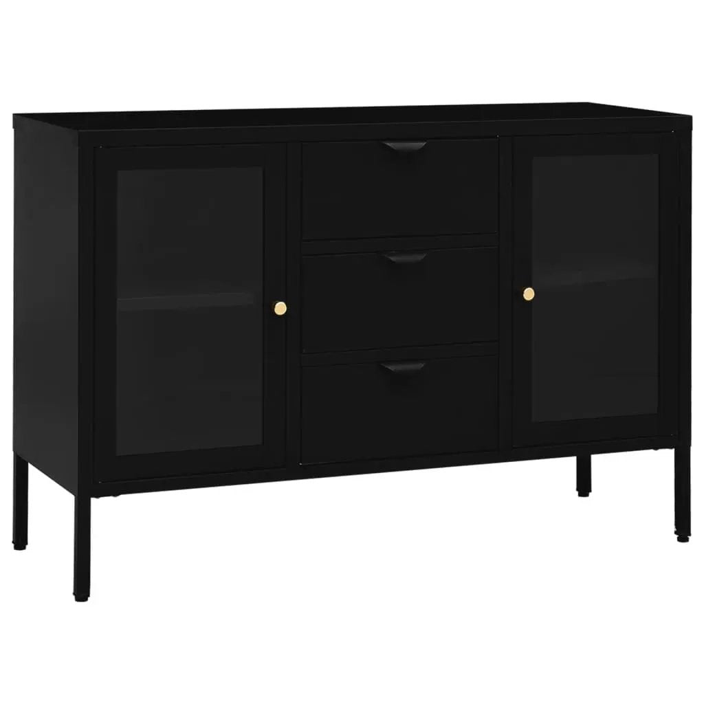 vidaXL vidaXL Sideboard Black 105x35x70 cm Steel and Tempered Glass - Sideboard