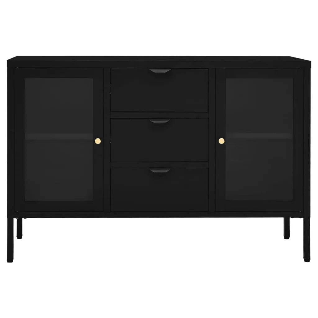 vidaXL vidaXL Sideboard Black 105x35x70 cm Steel and Tempered Glass - Sideboard