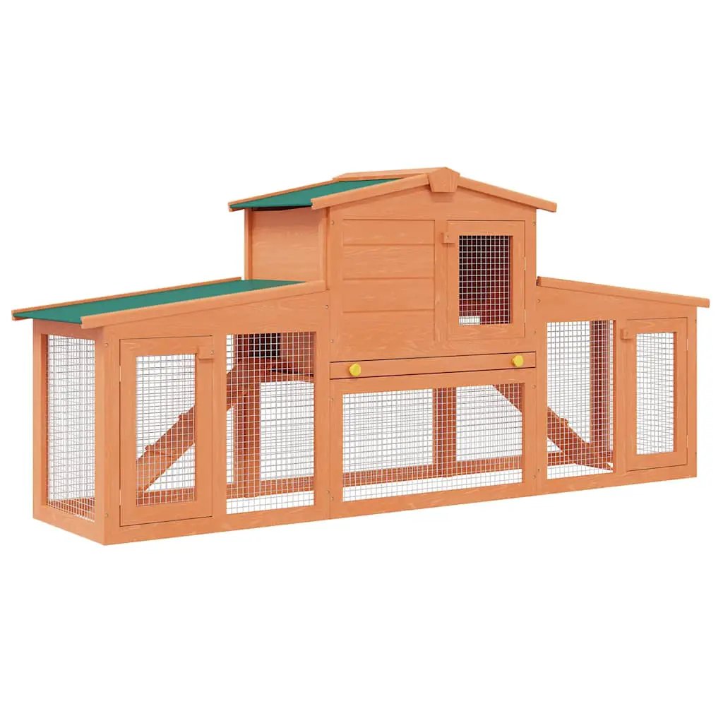 vidaXL Large Rabbit Hutch Small Animal House Pet Cage with Roofs Wood - from vidaXL