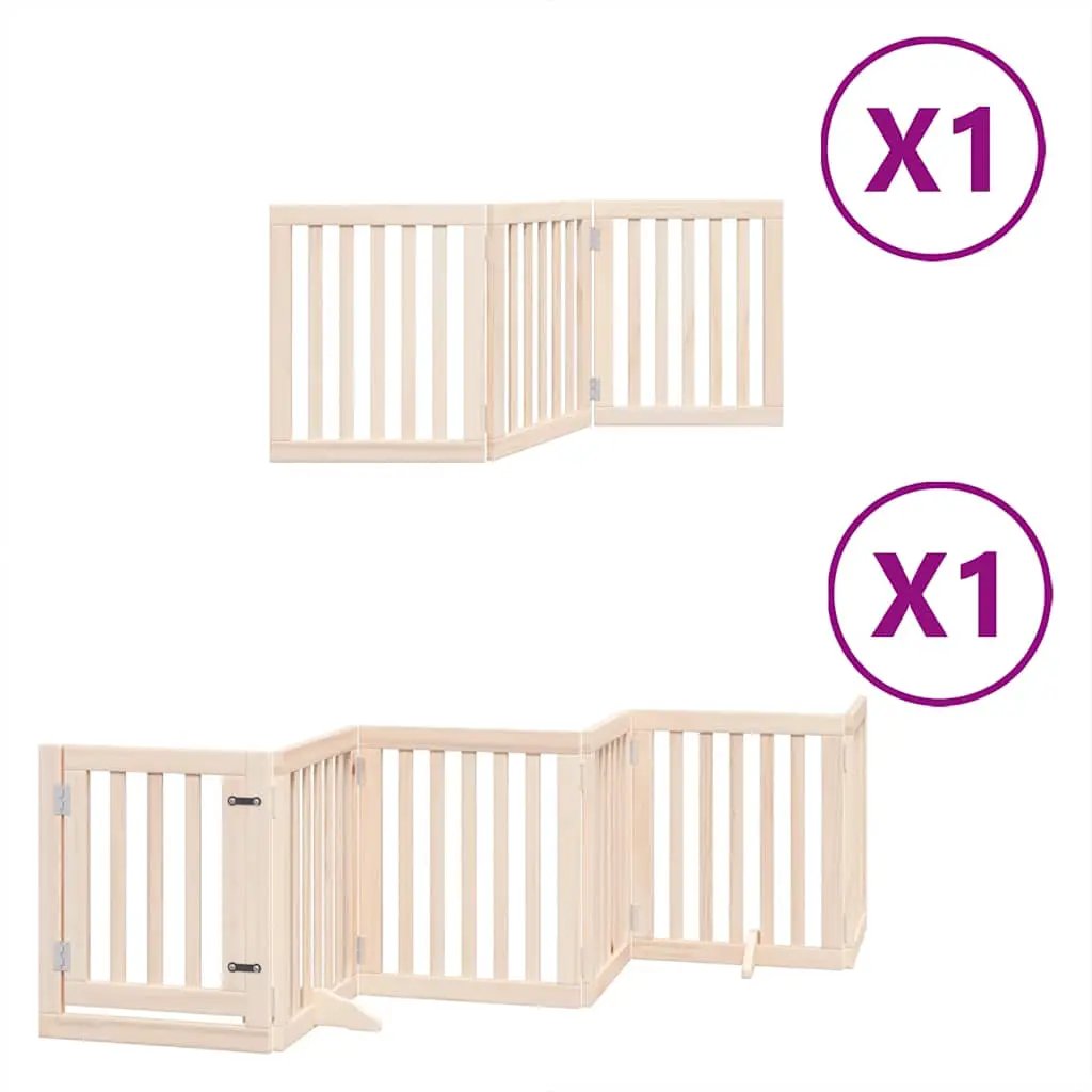 vidaXL Dog Gate with Door Foldable 9 Panels 450 cm Poplar Wood - from vidaXL