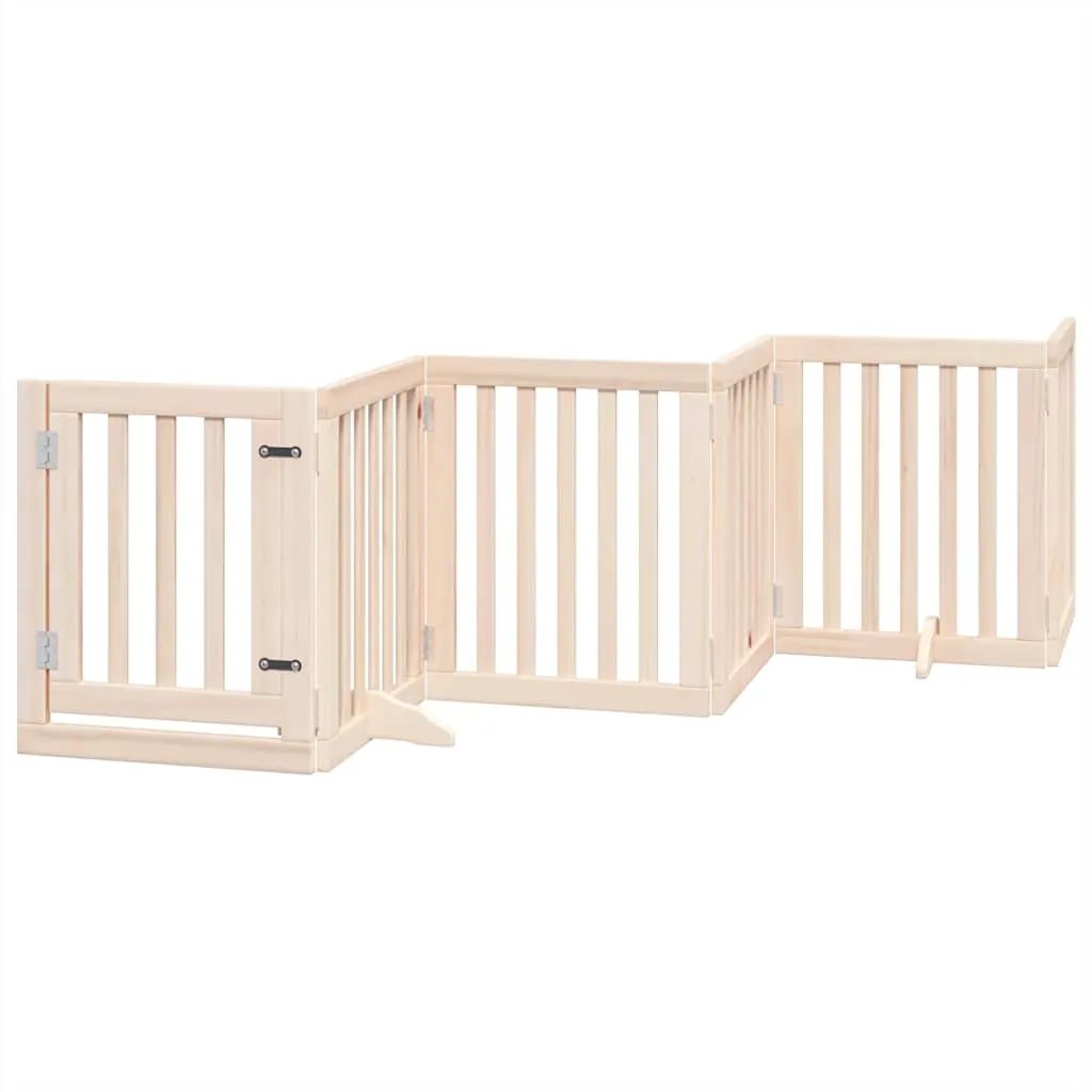 vidaXL Dog Gate with Door Foldable 9 Panels 450 cm Poplar Wood - from vidaXL