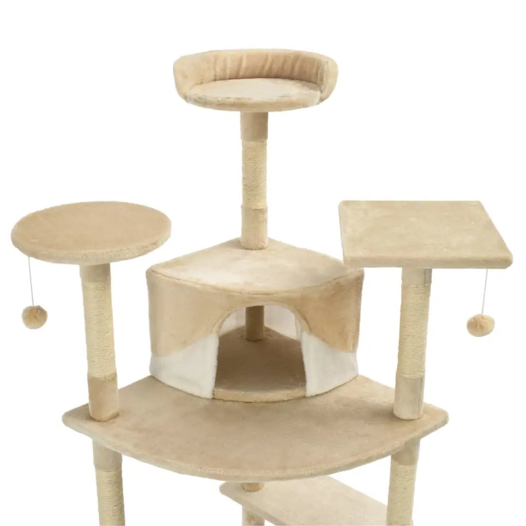 vidaXL vidaXL Cat Tree with Sisal Scratching Posts 203 cm Beige and White - Cat Tree