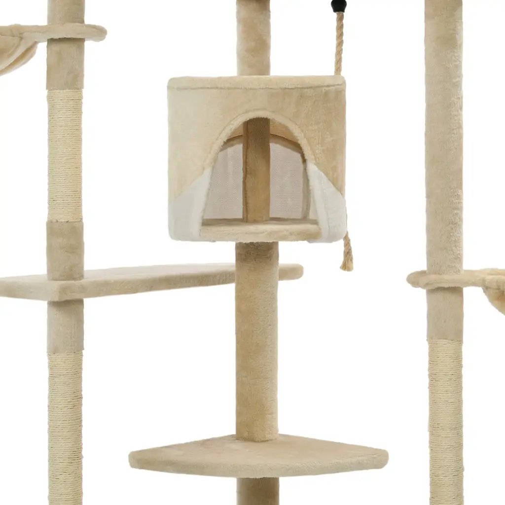 vidaXL vidaXL Cat Tree with Sisal Scratching Posts 203 cm Beige and White - Cat Tree