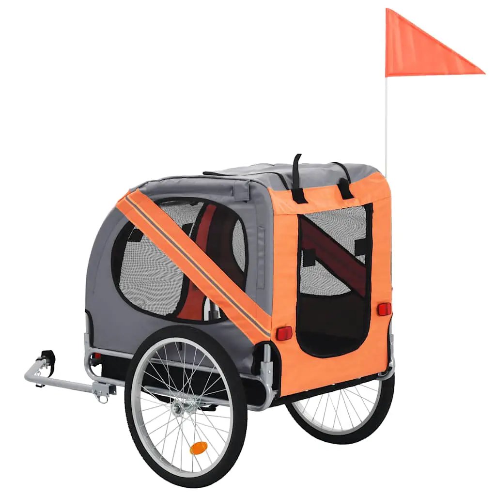 vidaXL Pet Bike Trailer Orange and Grey - from vidaXL