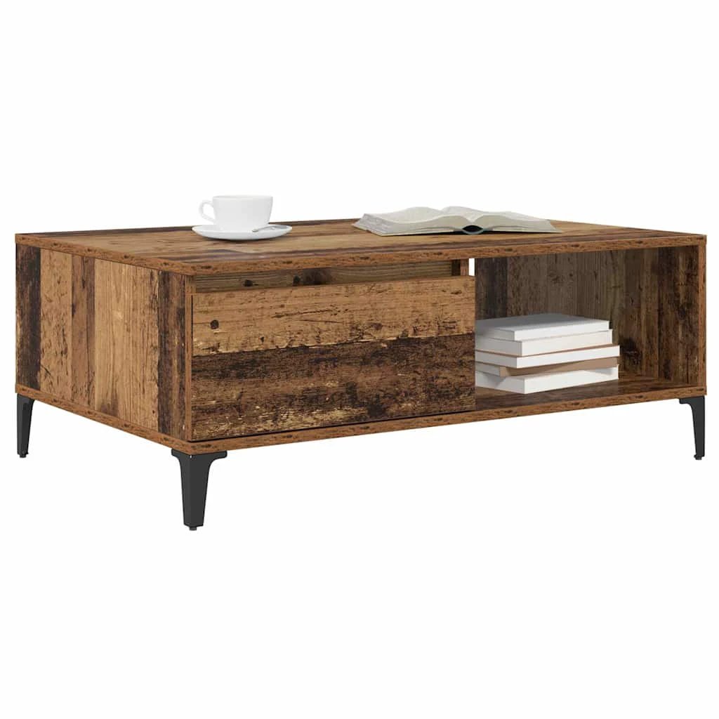 vidaXL Coffee Table 90x60x35cm Industrial Old Wood Weathered Finish With Storage Living Room by vidaXL