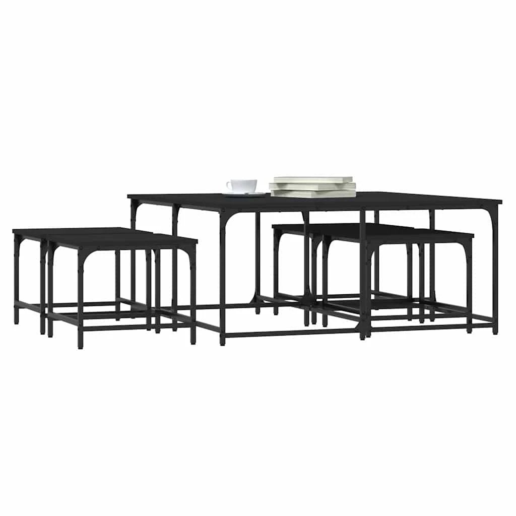 vidaXL Nesting Tables 5-Pcs Black Wood by vidaXL