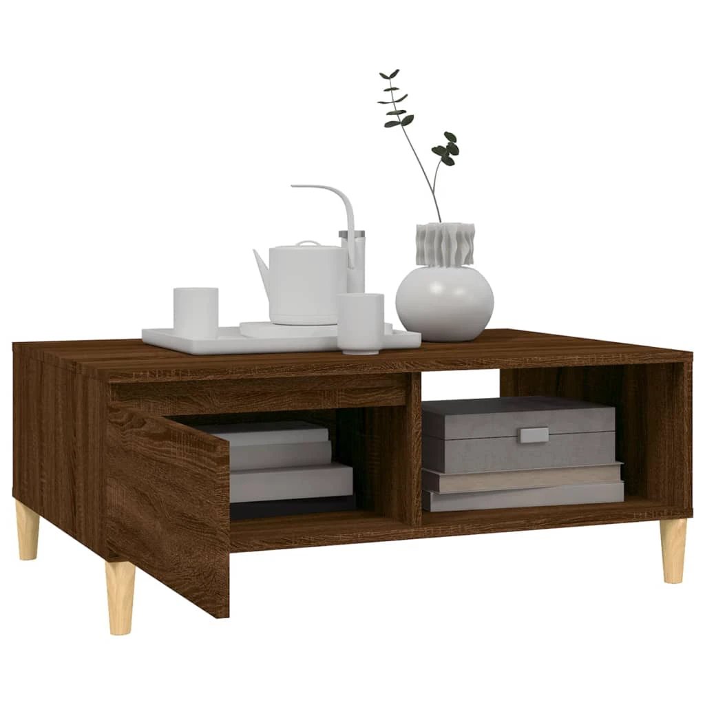 vidaXL VidaXL Coffee Table 90x60x35 cm Oak Brown With Storage Shelf Scandinavian Charm Living Room - Coffee Table