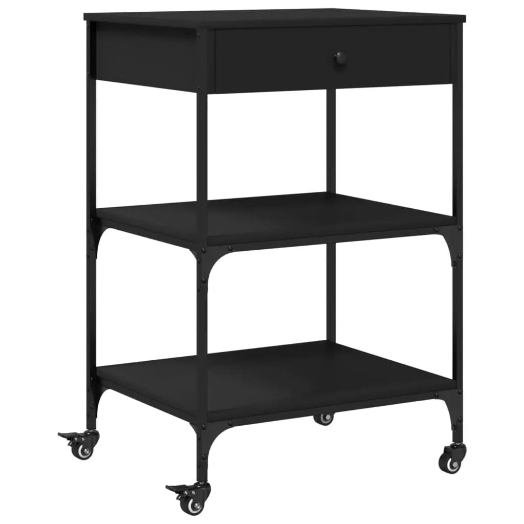 vidaXL Kitchen Trolley Black 60x48x89.5 cm Engineered Wood - from vidaXL