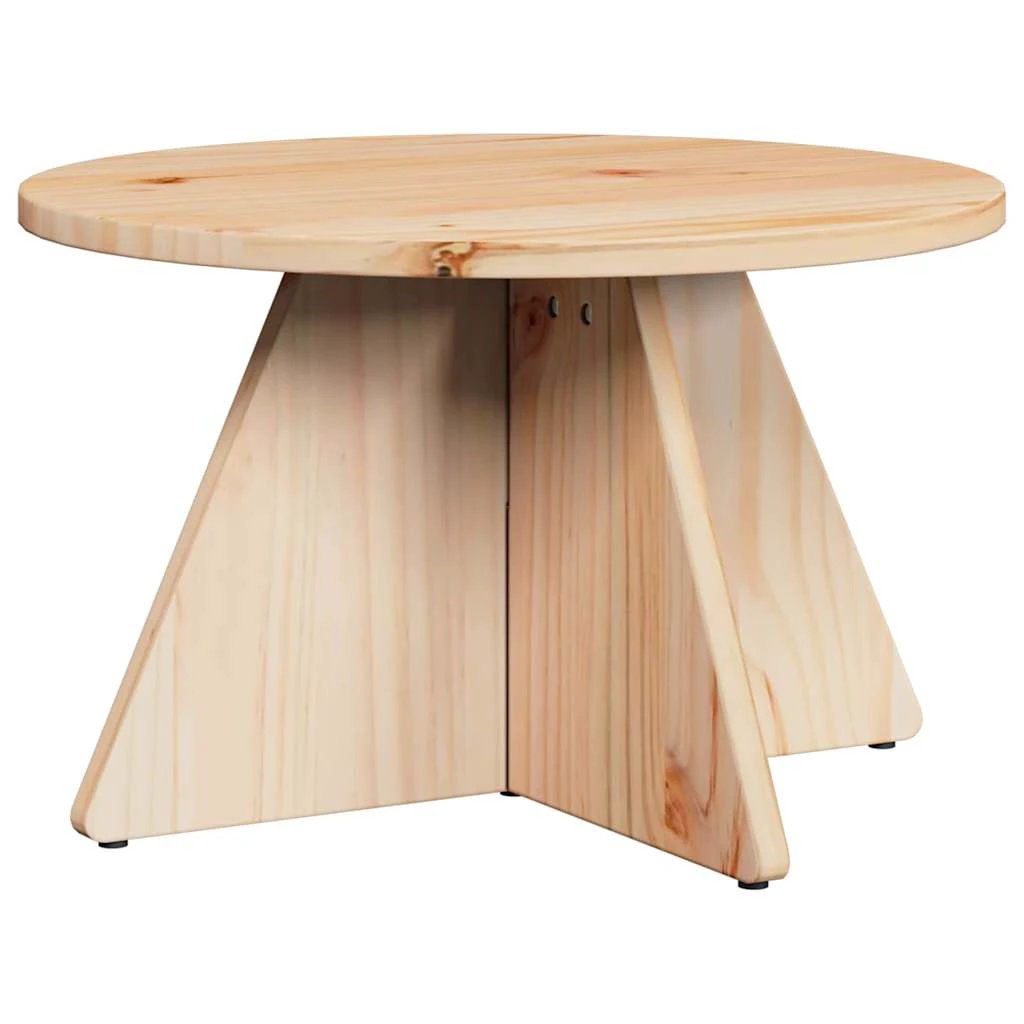 vidaXL VidaXL 3-Piece Round Rustic Pine Coffee Table Set Solid Wood For Living Room Home Decor - Coffee Table