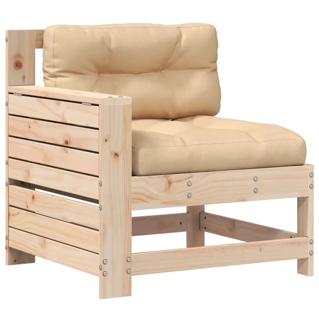 vidaXL vidaXL Garden Armrest Sofa with Cushion Solid Wood Pine - Garden Sofa Sets