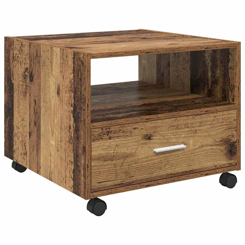 vidaXL VidaXL Coffee Table 55x55x45cm Engineered Wood With Storage Drawer On Wheels For Living Room - Coffee Table