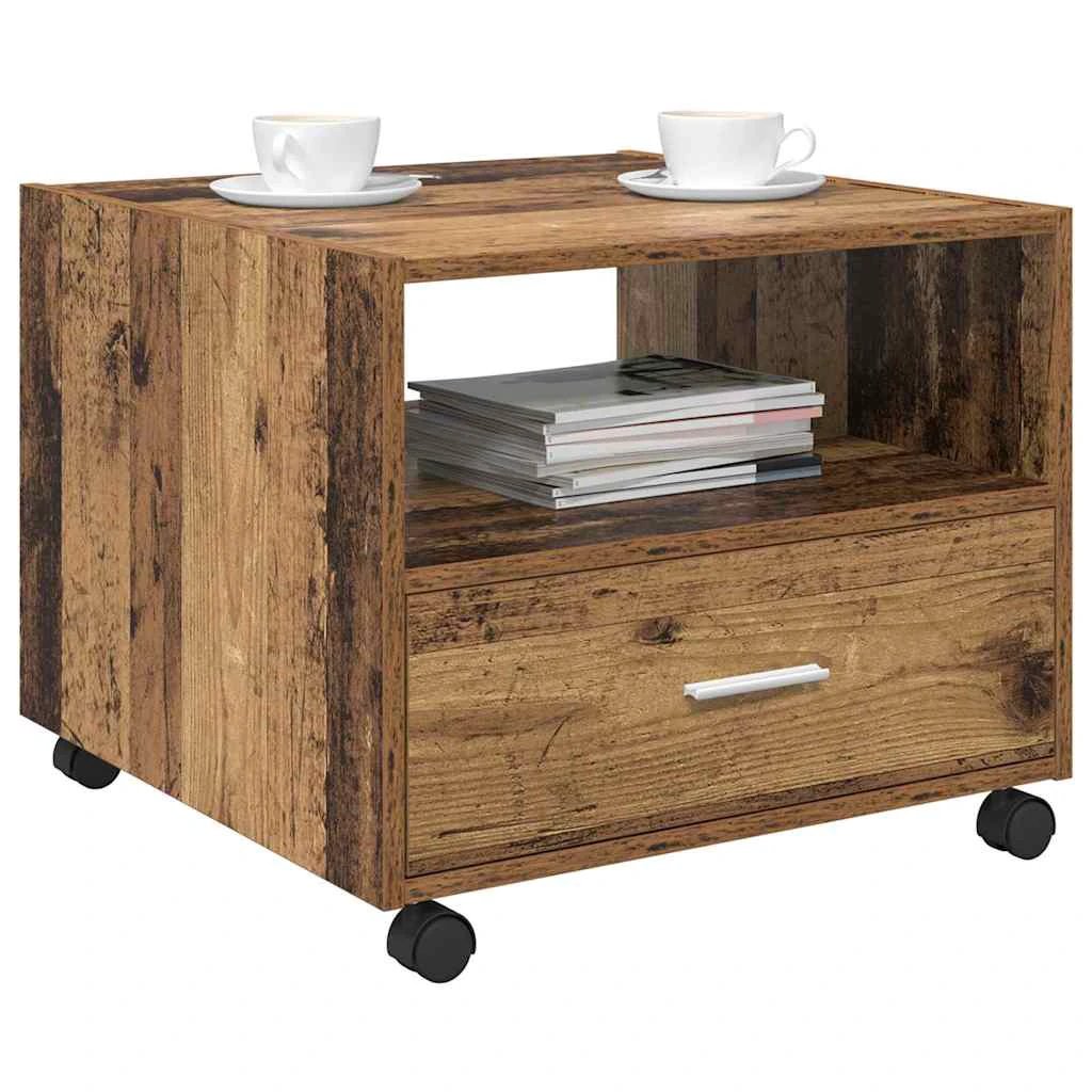 vidaXL VidaXL Coffee Table 55x55x45cm Engineered Wood With Storage Drawer On Wheels For Living Room - Coffee Table