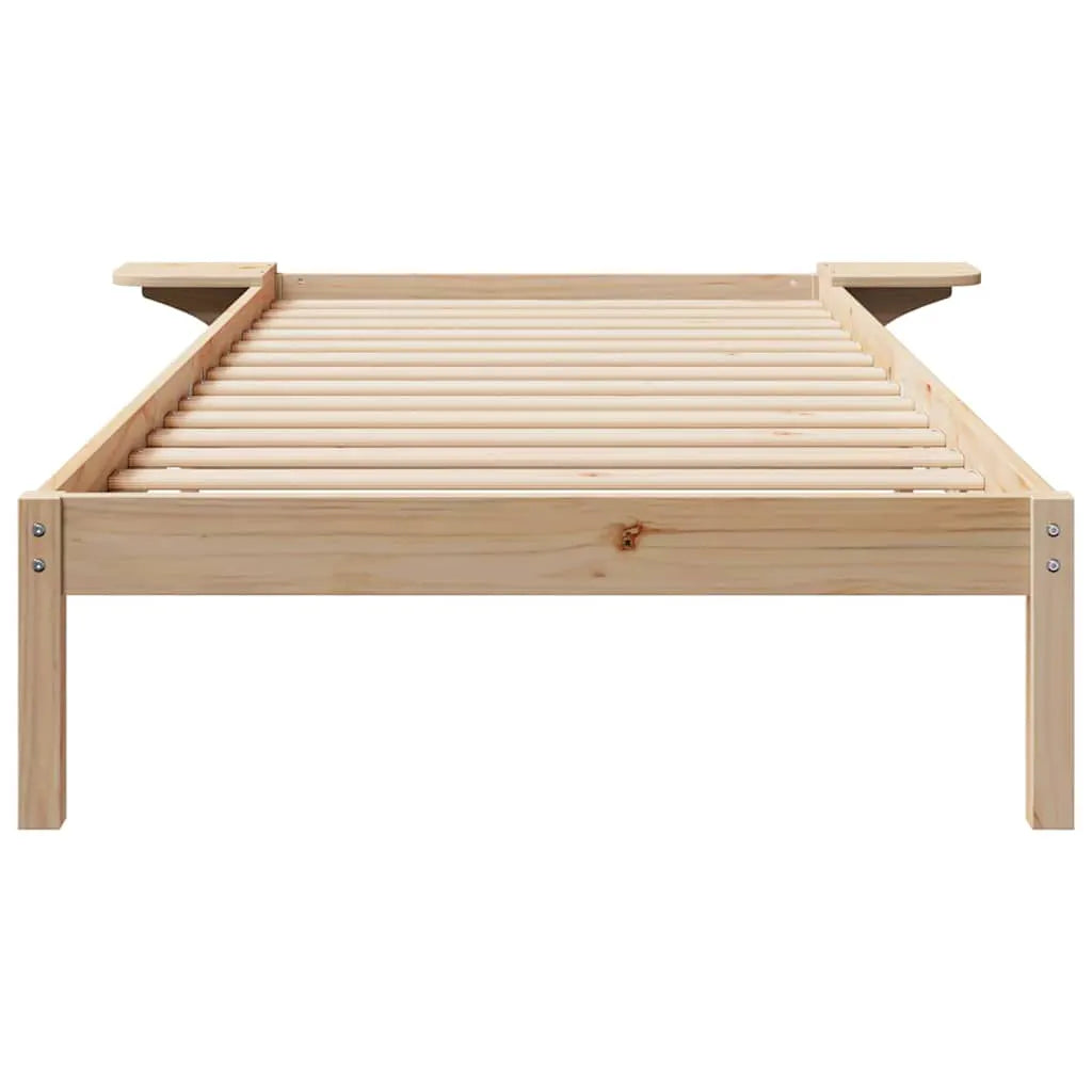 vidaXL Bed Frame with Side Tables Natural 80 x 210 cm Solid Pine Wood - from vidaXL
