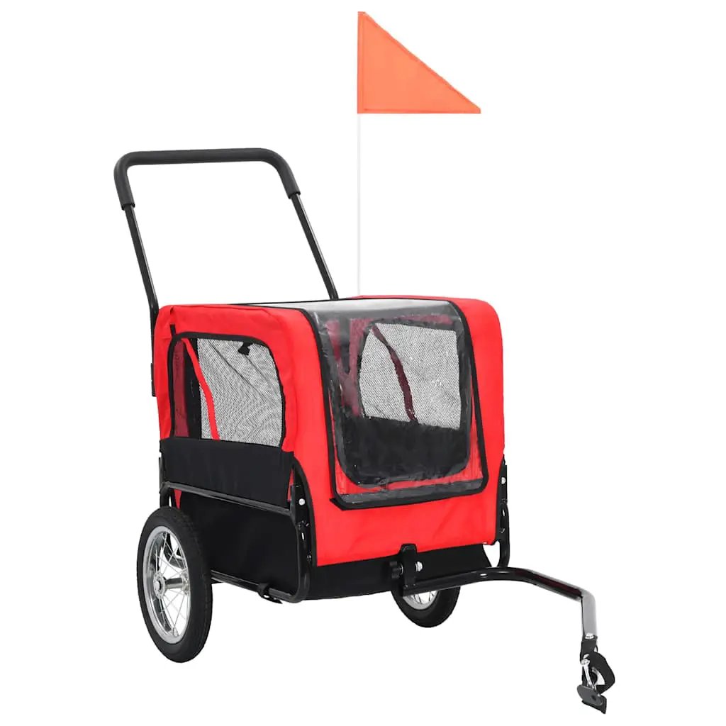 vidaXL 2-in-1 Pet Bike Trailer & Jogging Stroller Red and Black - from vidaXL