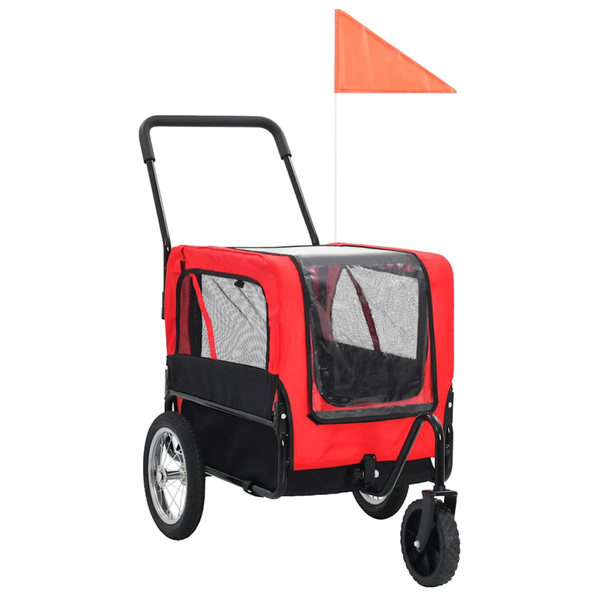 vidaXL 2-in-1 Pet Bike Trailer & Jogging Stroller Red and Black - from vidaXL