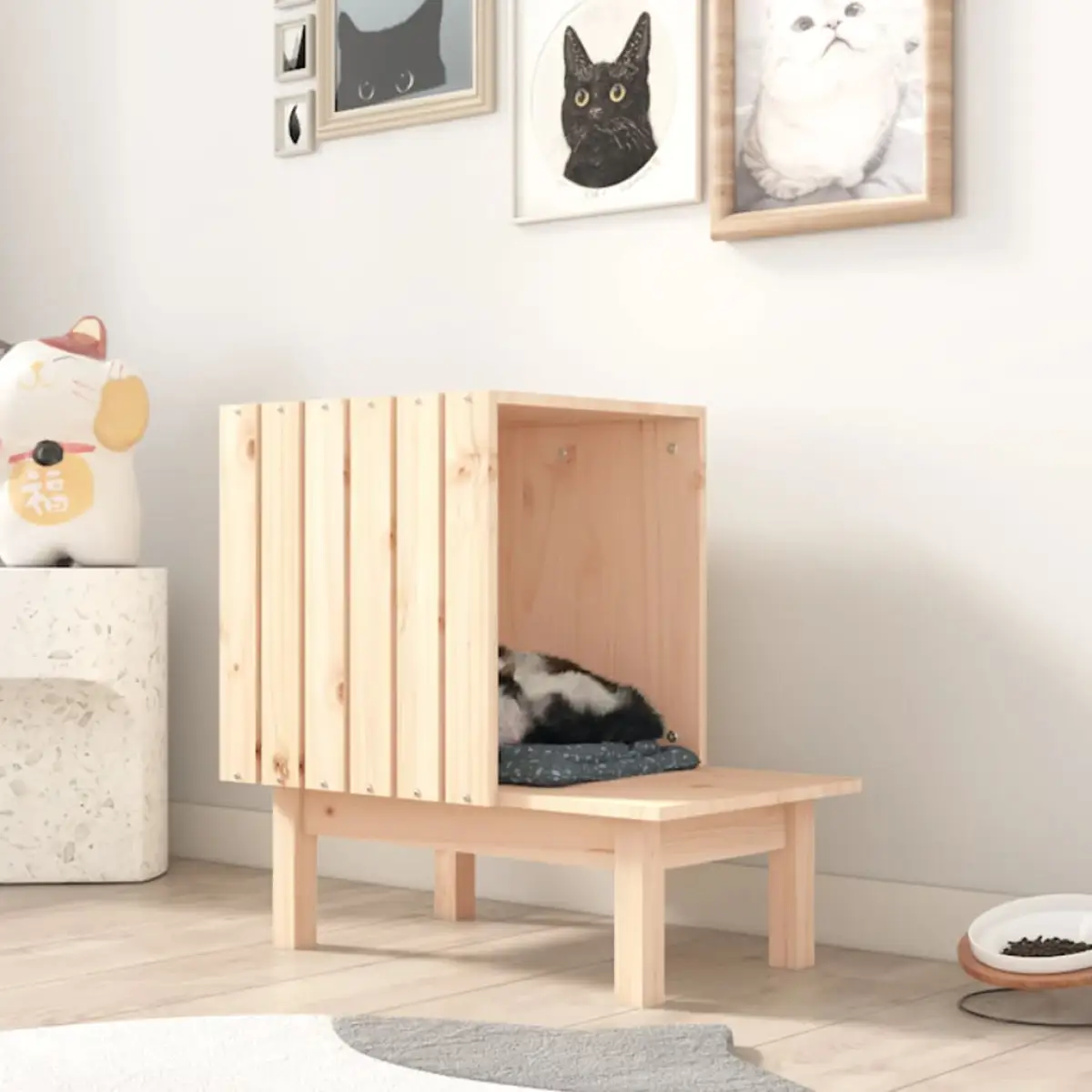 vidaXL vidaXL Cat House 60x36x60 cm Solid Wood Pine - Cat House