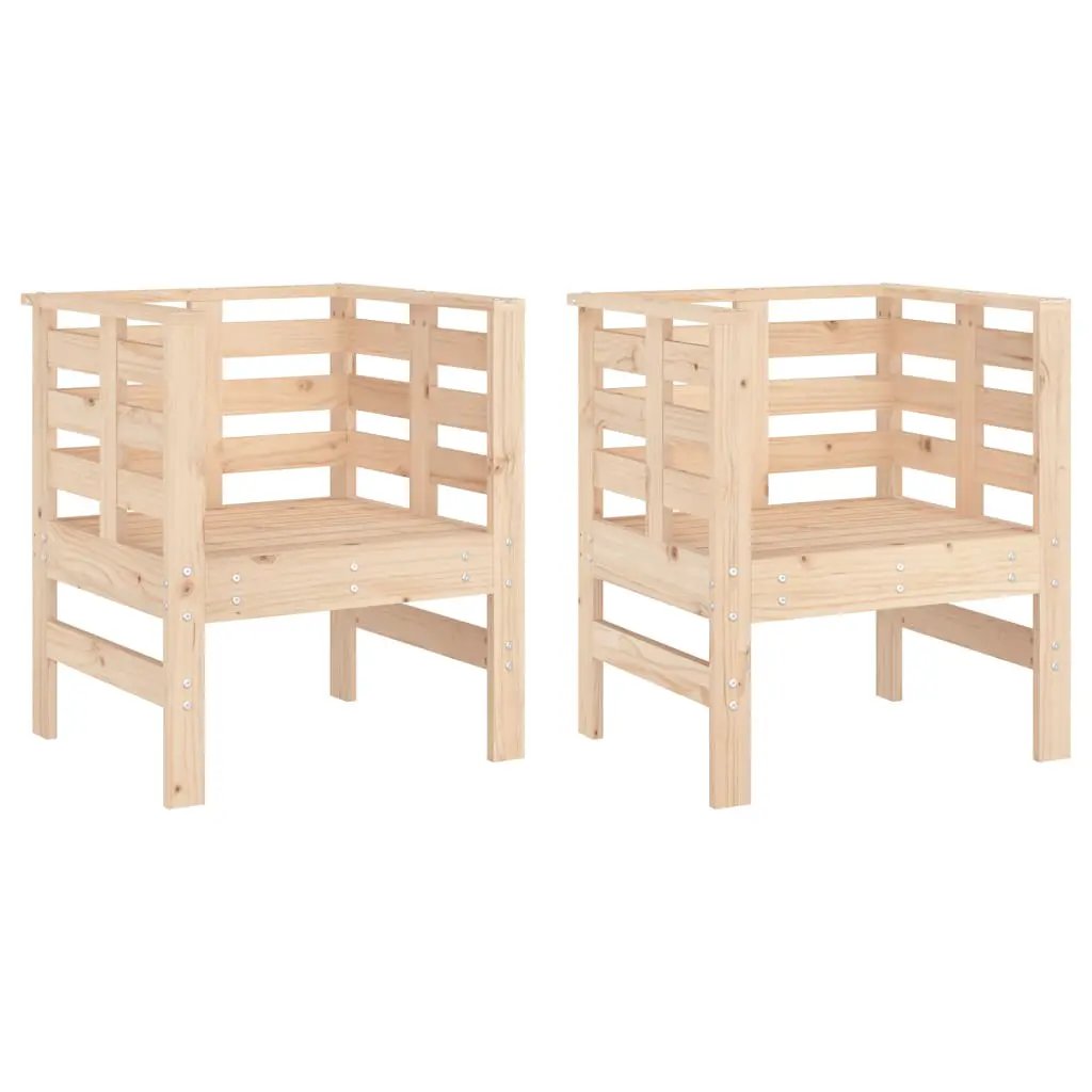 vidaXL vidaXL Garden Chairs 2 pcs 61.5x53x71 cm Solid Wood Pine - Garden Chairs