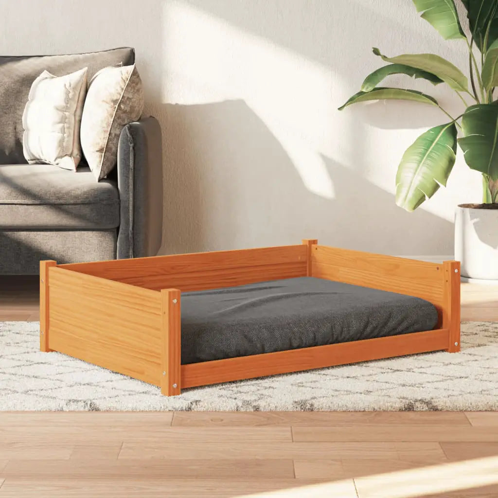 vidaXL Dog Bed Wax Brown 105.5x75.5x28 cm Solid Wood Pine - from vidaXL