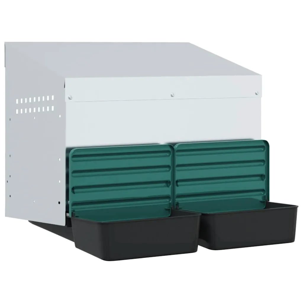 vidaXL vidaXL Chicken Nesting Box 2 Compartments Wall-Mounted Galvanised Steel - Chicken Coop