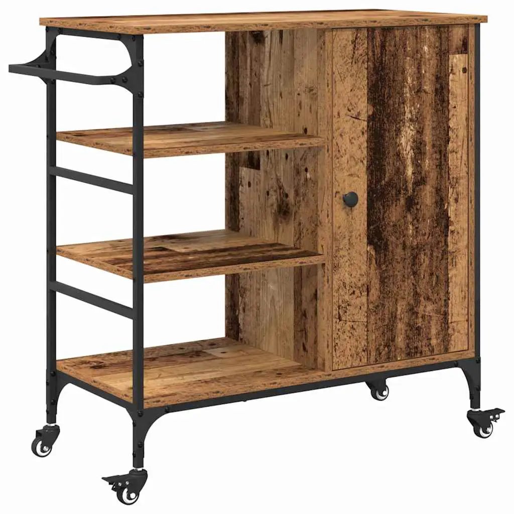 vidaXL Kitchen Trolley Old Wood 87.5 x 39 x 84.5 cm Engineered Wood - from vidaXL