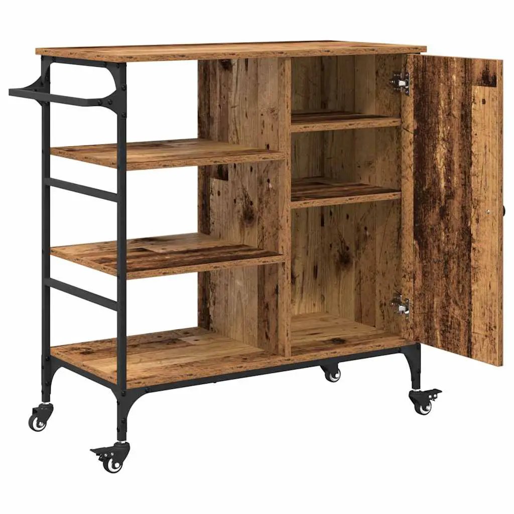 vidaXL Kitchen Trolley Old Wood 87.5 x 39 x 84.5 cm Engineered Wood - from vidaXL