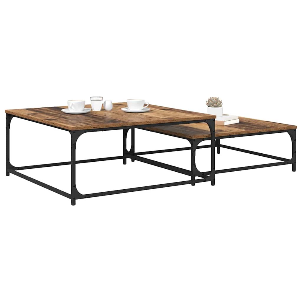 VidaXL Coffee Table 2pc Engineered Wood Steel by vidaXL