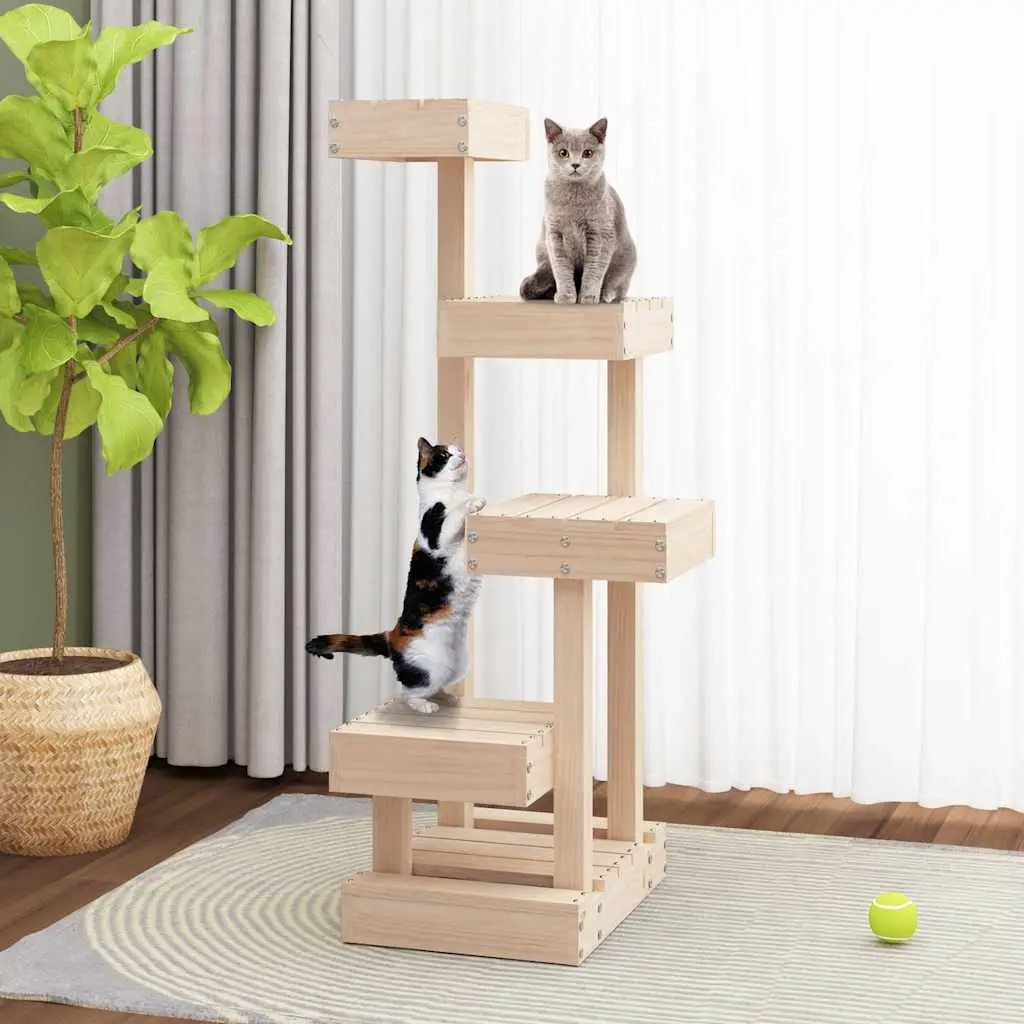 vidaXL vidaXL Cat Tree 45.5x49x103 cm Solid Wood Pine - Cat Tree