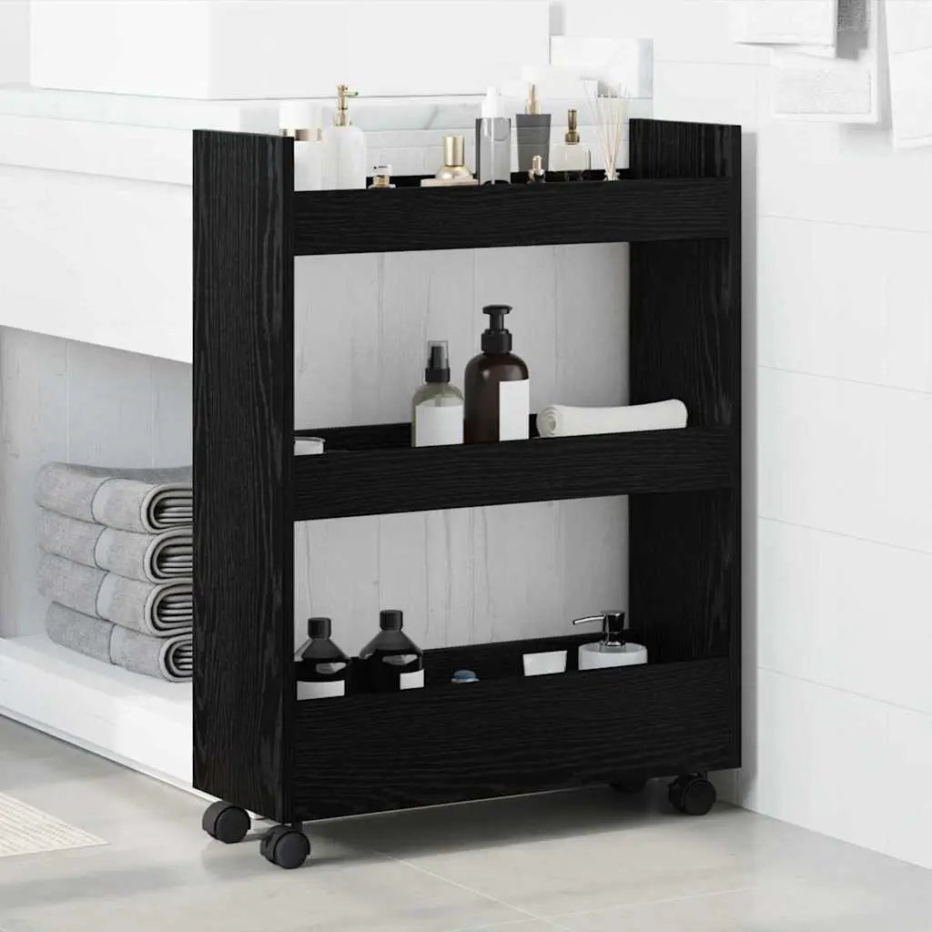 vidaXL Narrow Storage Trolley Black Oak 60 x 22 x 80 cm - from vidaXL