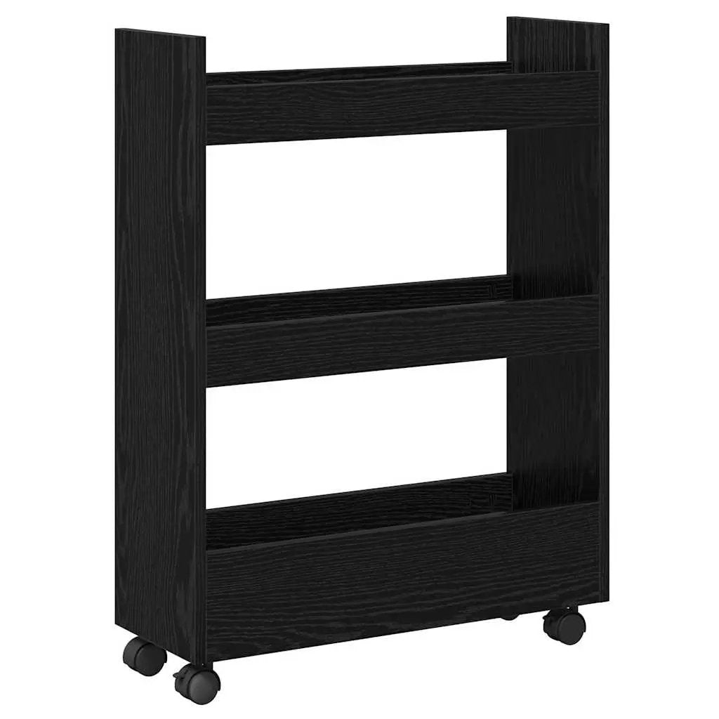 vidaXL Narrow Storage Trolley Black Oak 60 x 22 x 80 cm - from vidaXL