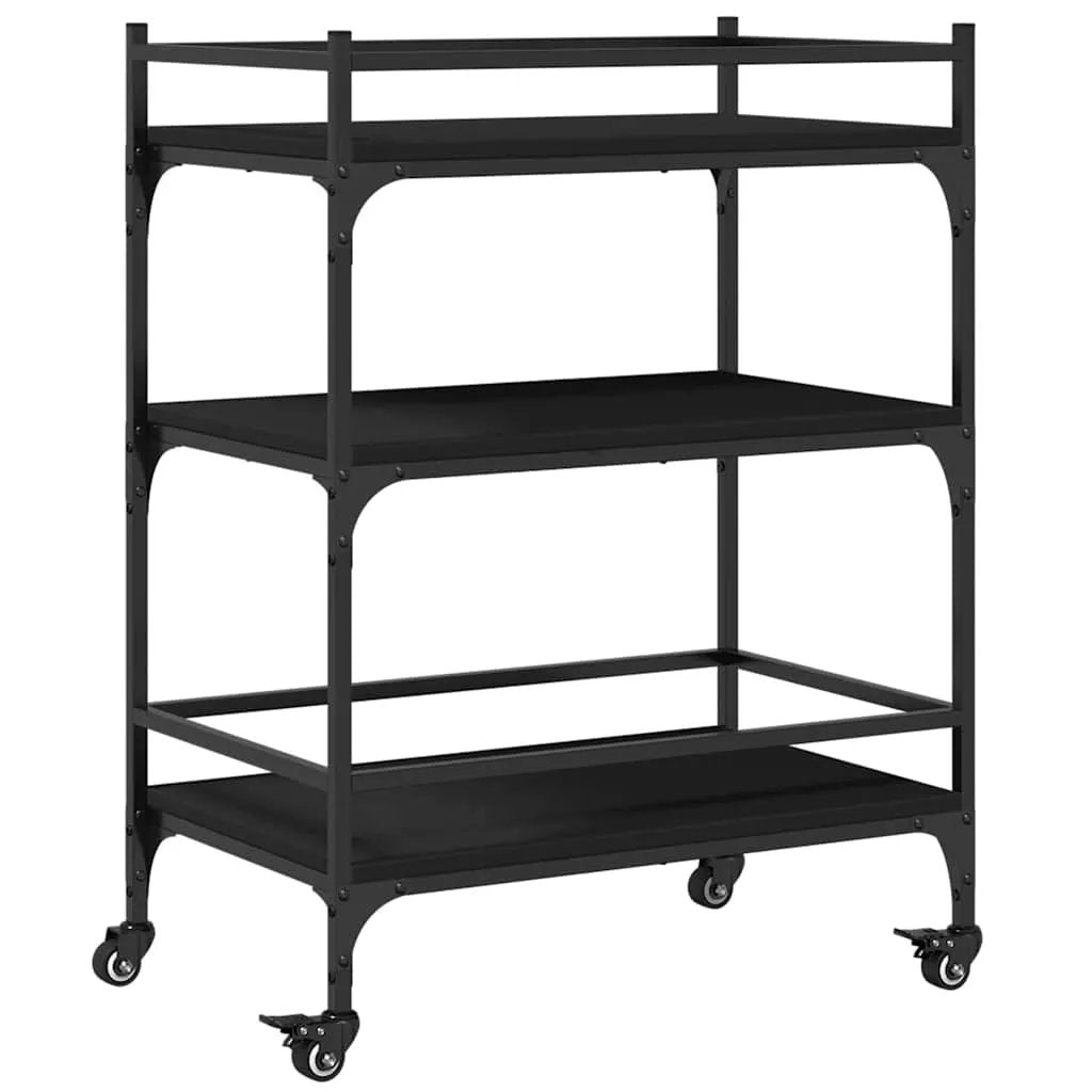 vidaXL Kitchen Trolley Black 65x40x86.5 cm Engineered Wood - from vidaXL
