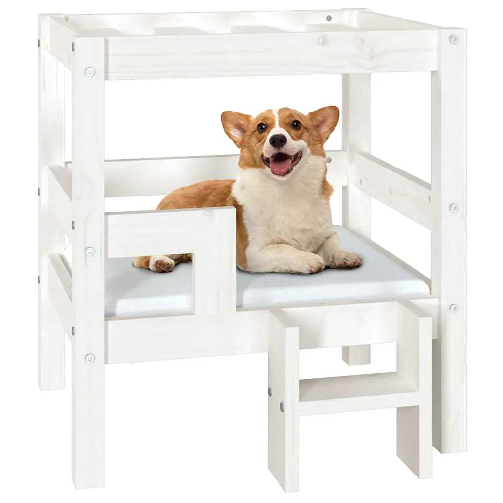 vidaXL Dog Bed White 55.5x53.5x60 cm Solid Wood Pine - from vidaXL