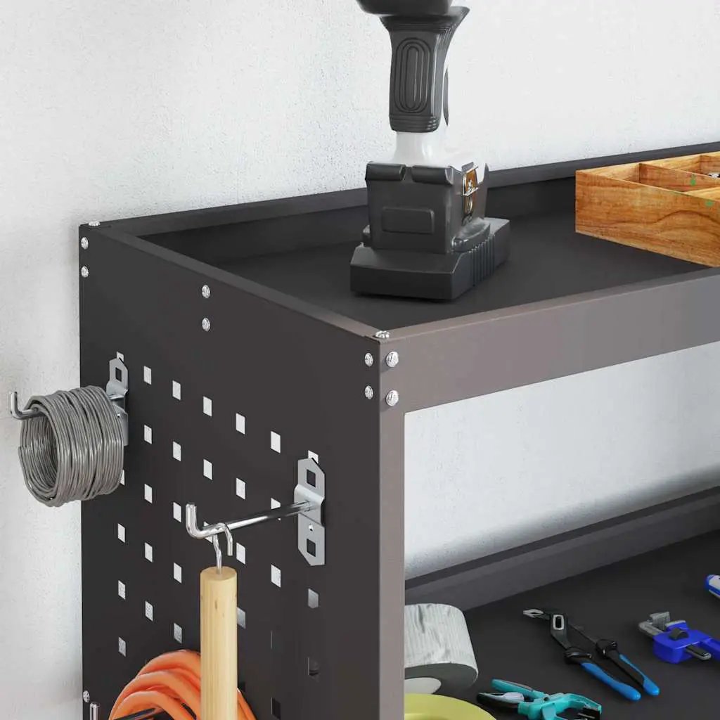 vidaXL Tool Trolley with Shelf Black 75 x 35 x 73 cm Cold-rolled Steel - from vidaXL