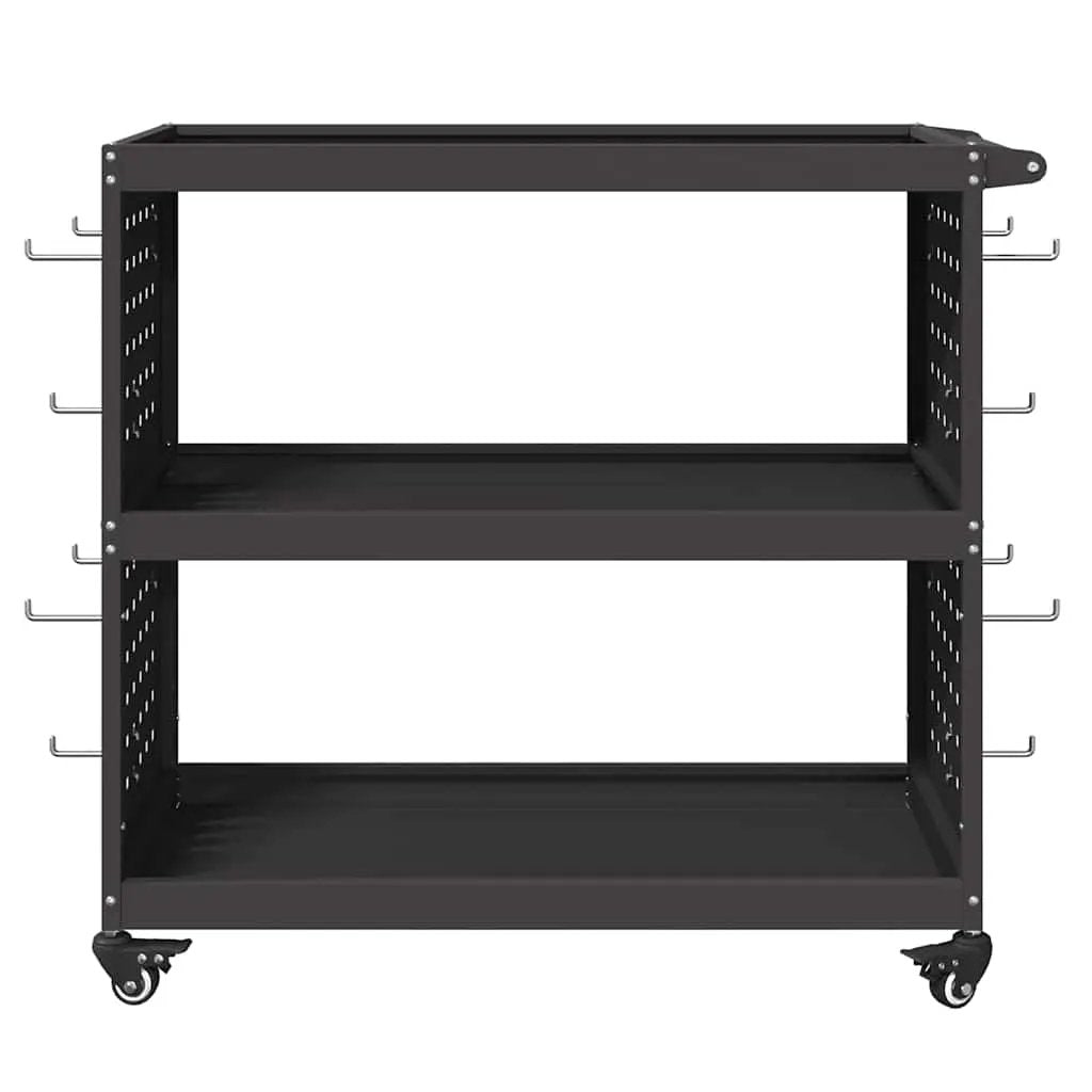 vidaXL Tool Trolley with Shelf Black 75 x 35 x 73 cm Cold-rolled Steel - from vidaXL